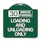 Signmission 30 Minute Parking Loading and Unloading Only, Green & White Aluminum Sign, 18" x 18", GW-1818-24426 A-DES-GW-1818-24426 - alternate 1